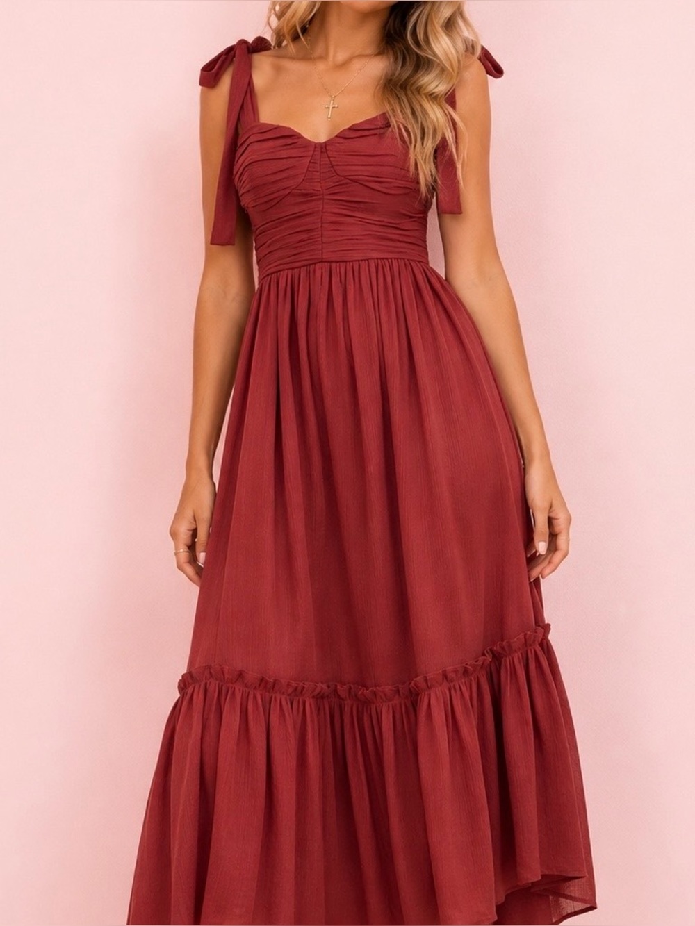 NEW Altar’d State Dark Red Maxi Dress Size Small NWT